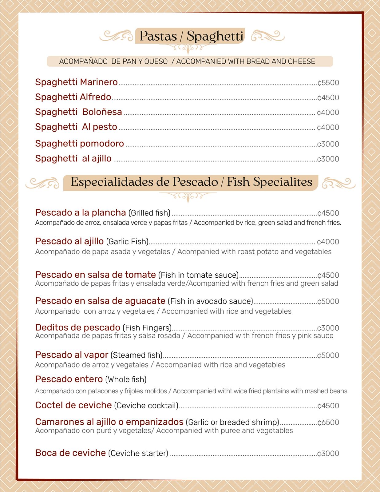 Menú de comidas — página 2